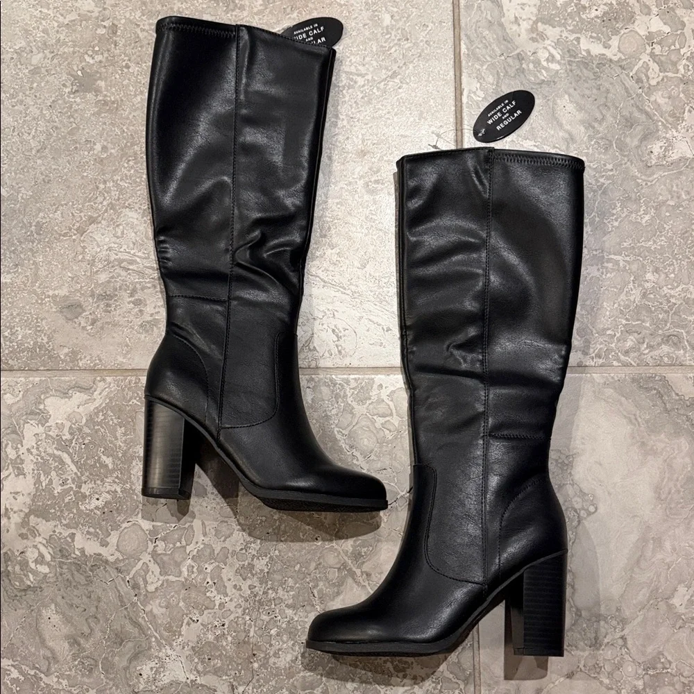 Style & Co Addyy Dress Zipper Boots in Smooth Black, Size 5.5, NEW in Box